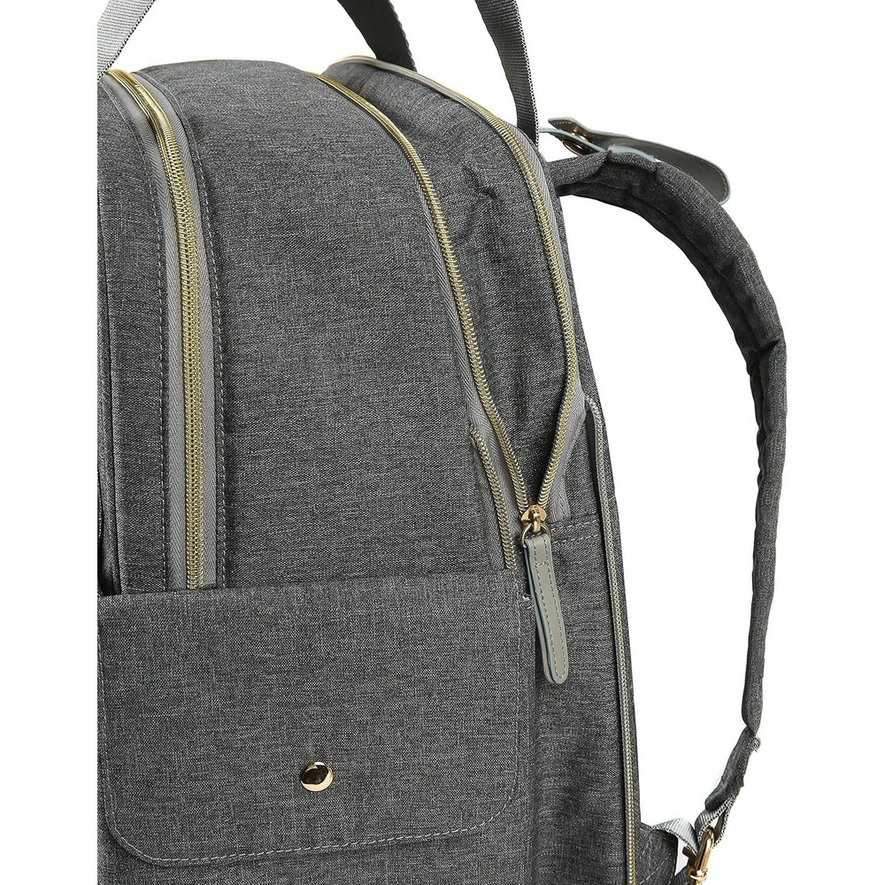Dabney Lee Expandable Backpack Diaper Bag Grey Bunny Print Change Mat NWT - Picture 6 of 16